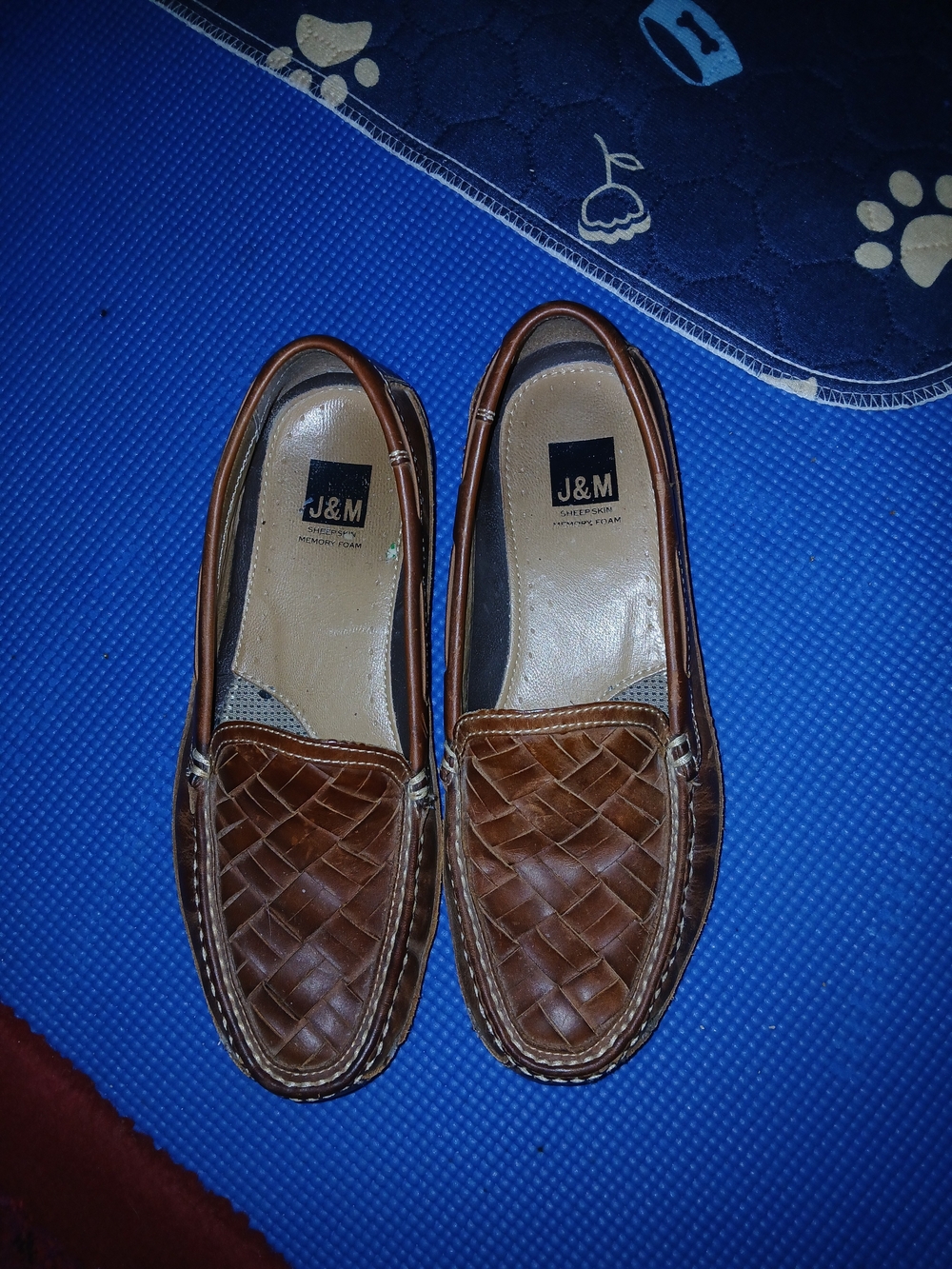 J&M Men's Brown Woven Leather Slip-On Loafers - Casual Comfort